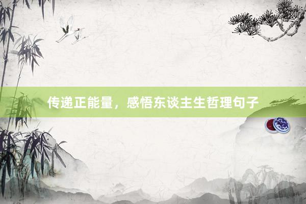 传递正能量，感悟东谈主生哲理句子