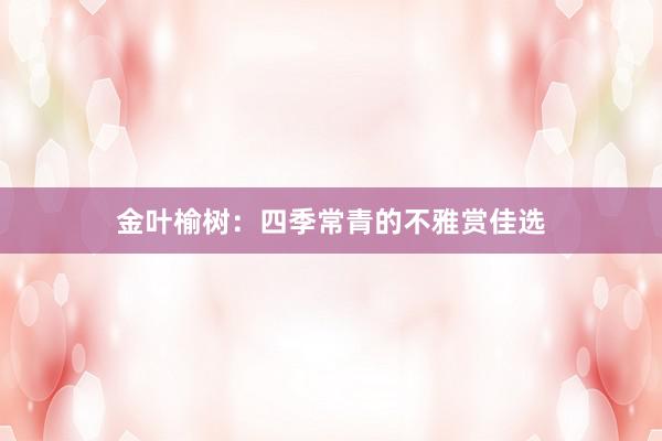 金叶榆树：四季常青的不雅赏佳选
